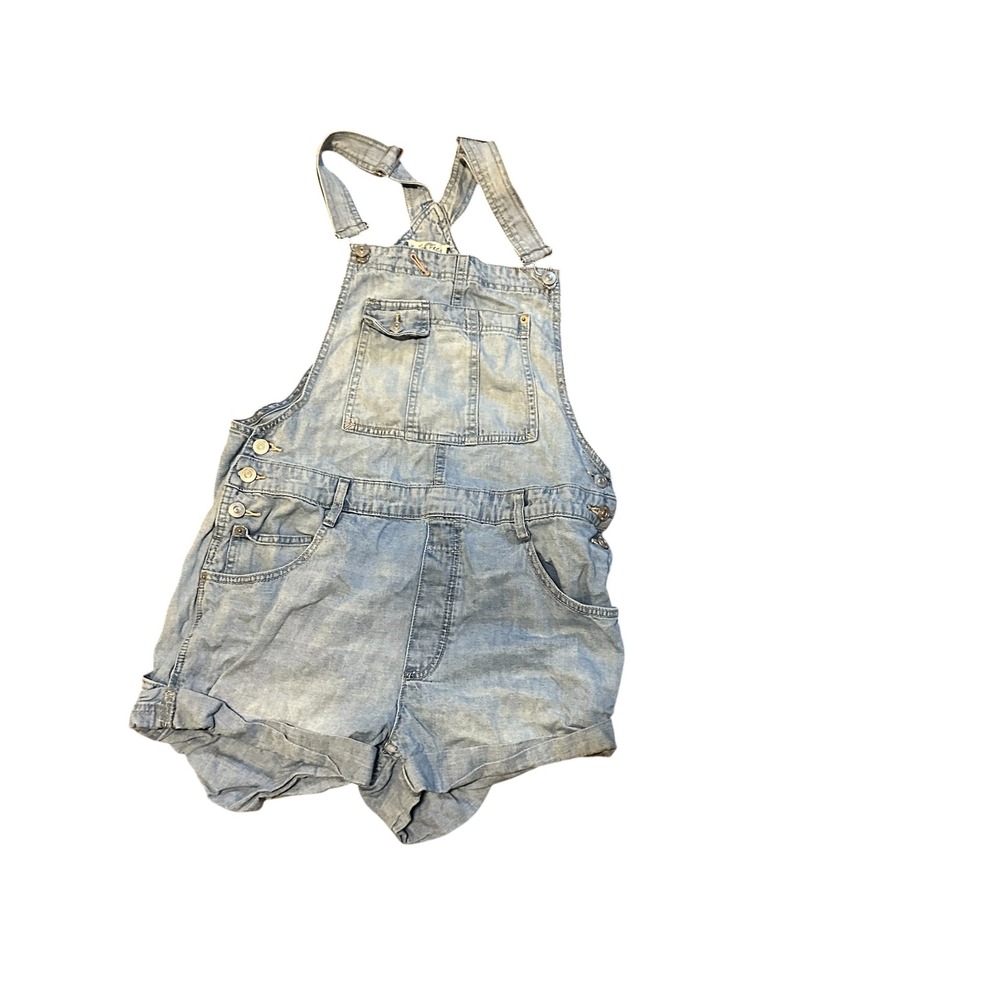 We The Free Free People Light Wash Denim Shortalls Overalls Small